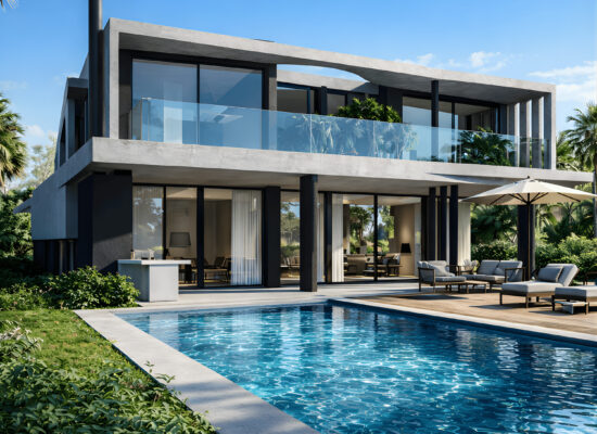 21-550x400 21-550x400 Fachada de casa moderna con piscina y jardín exterior Inicio 1 21 550x400